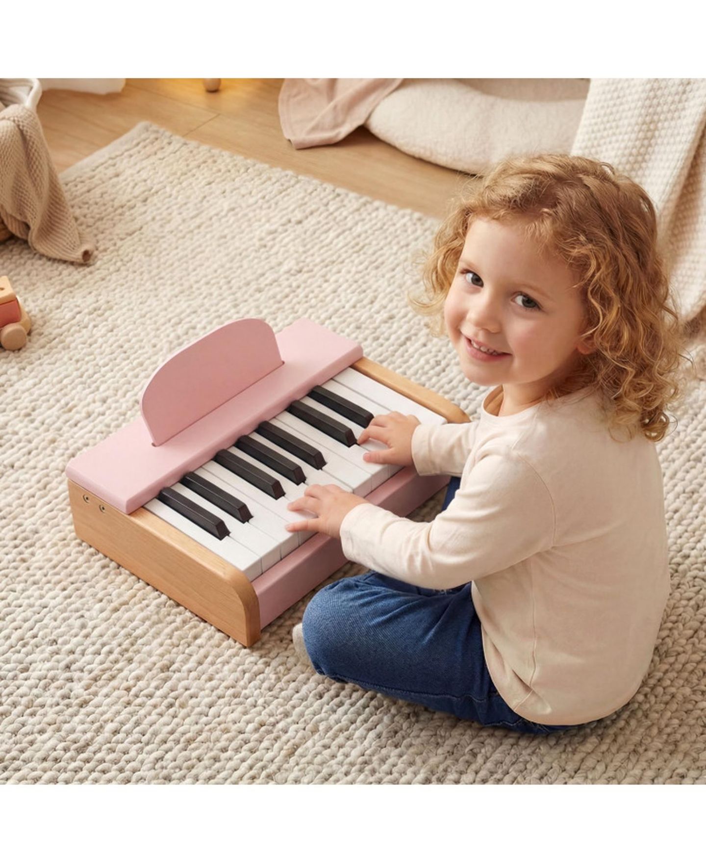 Детская игрушка HONGGE 18-Key Wooden Musical Toy Piano, Ages 3+, цвет: Розовый — фото 2