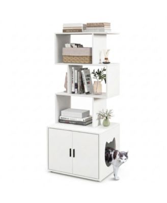 56 in Tall Cat Litter Box Enclosure with 3 Storage Shelves