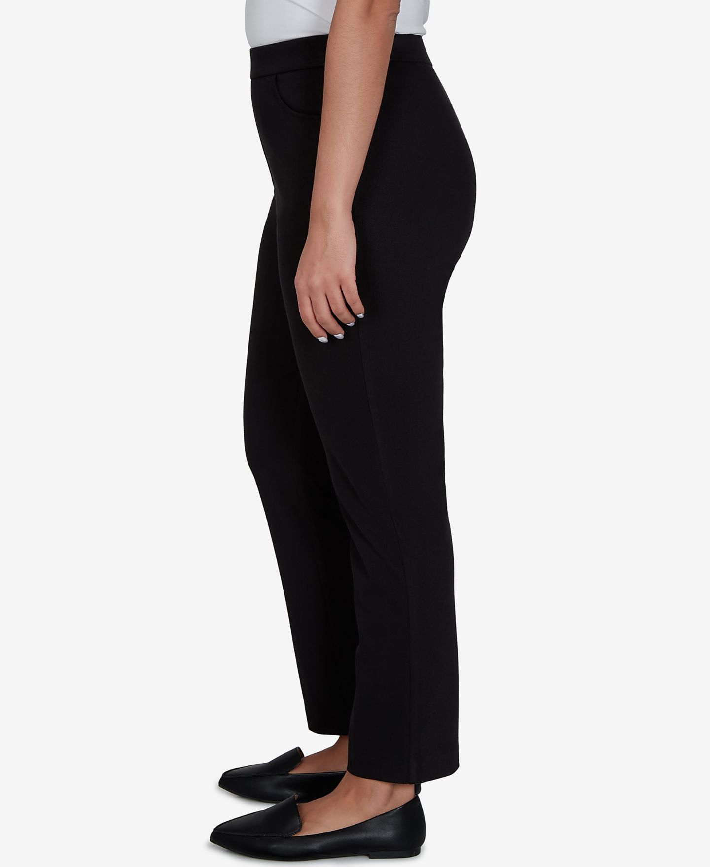 Женские брюки Alfred Dunner Travel Advisory Pull-On Short-Length Knit Twill, цвет: Чёрный — фото 3