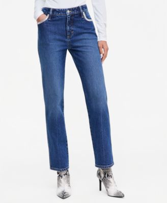 Women's Mid-Rise Slim-Straight Leg Embellished-Pocket Jeans