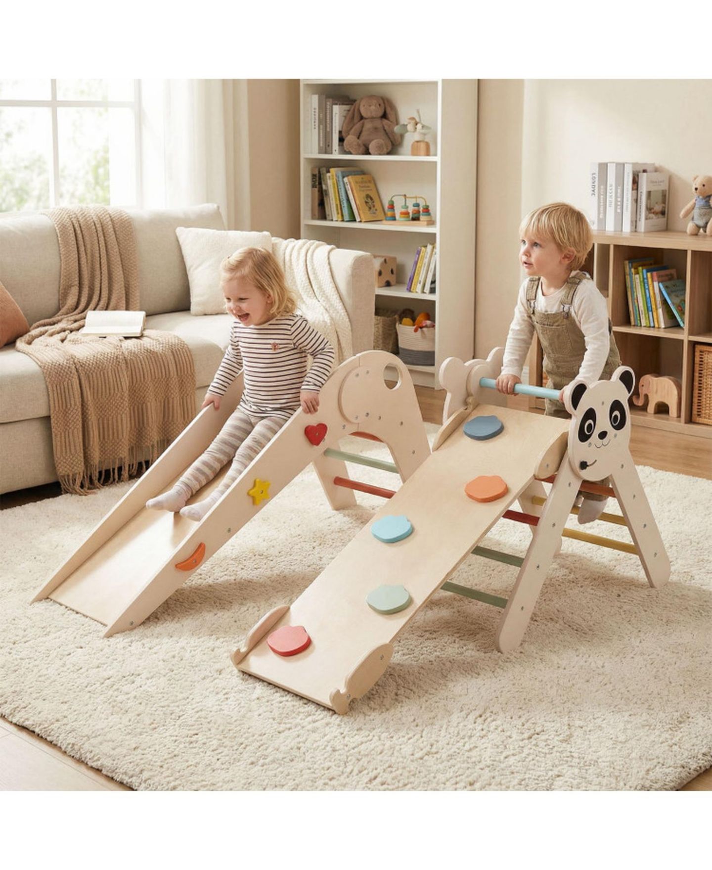 Детские игрушки HONGGE Foldable Wooden Montessori-Style 3-Piece Climbing Set, Ages 3+, цвет: Белый — фото 2