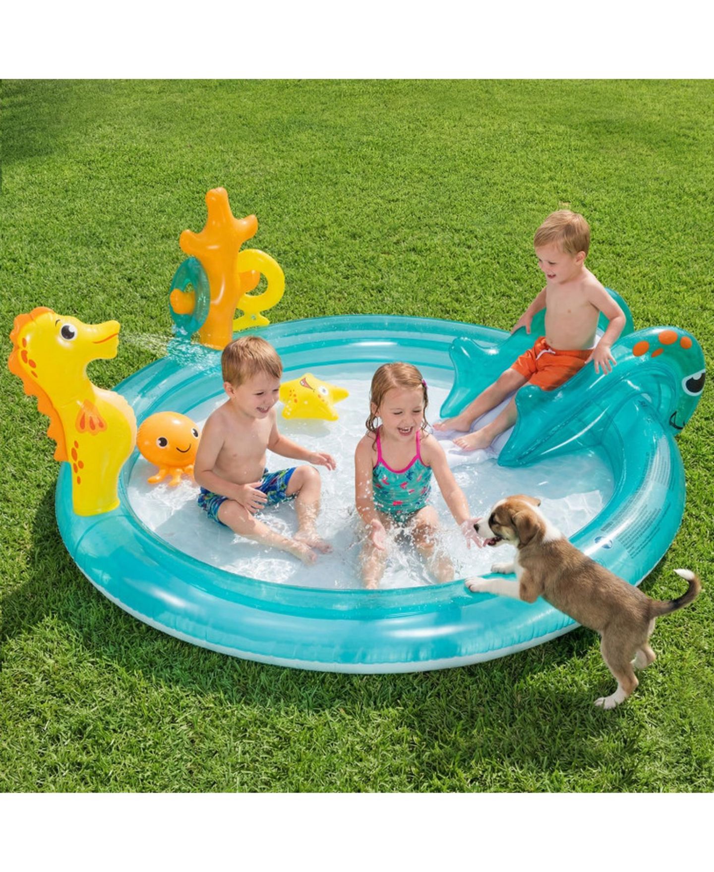 Детские игрушки SUGIFT Kids Inflatable Water Park 70" x 62" x 26.5", PVC with Slide, Sprinkler & Ring-Toss Game Play Center, Ages 2-6, цвет: Open Miscellaneous — фото 10