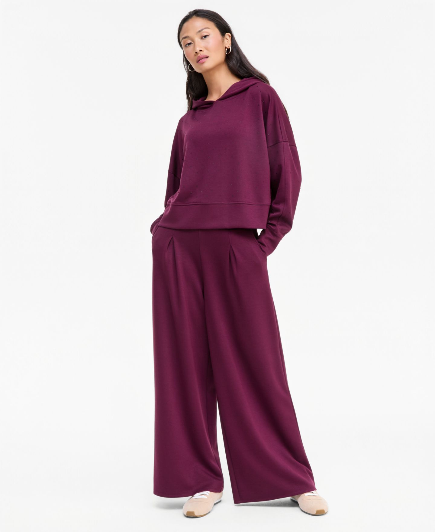 Женское худи I.N.C. International Concepts Shine Rhinestone Pullover, цвет: Ягодный винный — фото 7