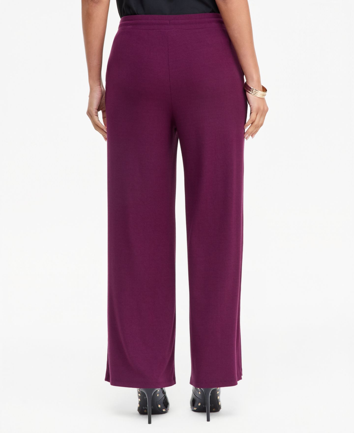 Женские брюки I.N.C. International Concepts Rib-Knit Wide-Leg Pull-On, цвет: Ягодный винный — фото 3