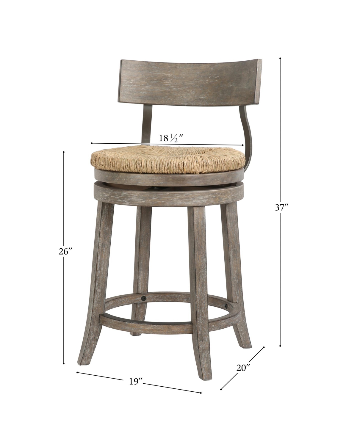 Clihome 1 Piece 26-Inch Counter Height Solid Wood Frame Bar Stool