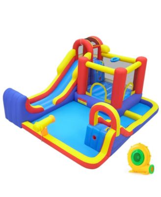 7-in-1 Outdoor Bounce House with Dual Slides & 680W Blower, Accommodates 2 Kids, Ages 3-12