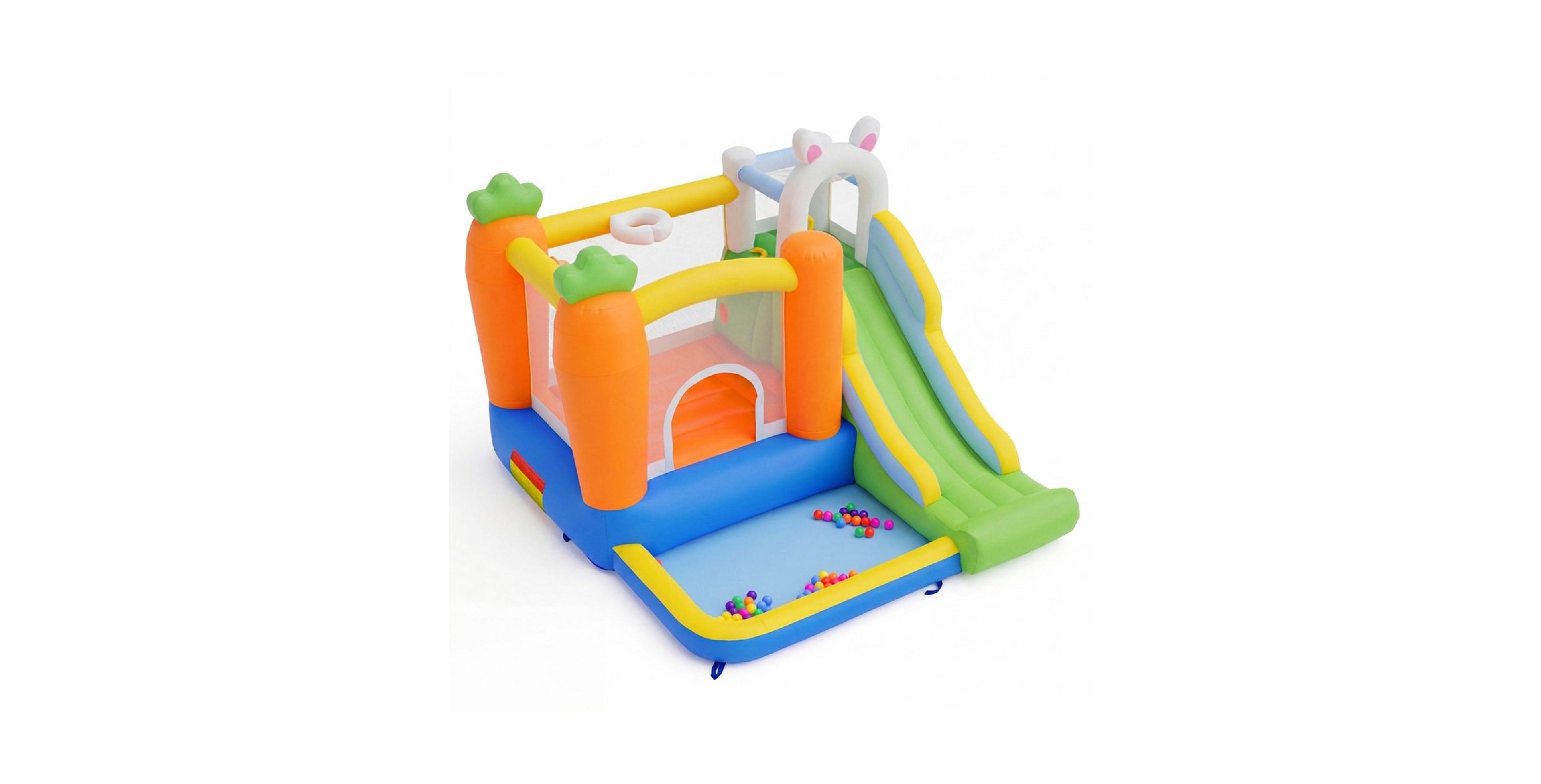 Hongge Inflatable Kids' Bounce House with Climbing Wall and Ball Pit, 420D Oxford Cloth, with Carrying Bag, Ages 3-12