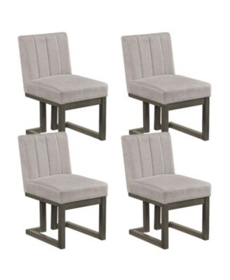 Modern Farmhouse Fabric Dining Chairs Set of 4 with 5.5in Thickened Padded Seat