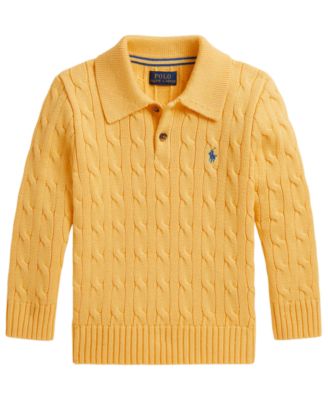 Boys' 2T-7 Cable-Knit Cotton Polo Sweater