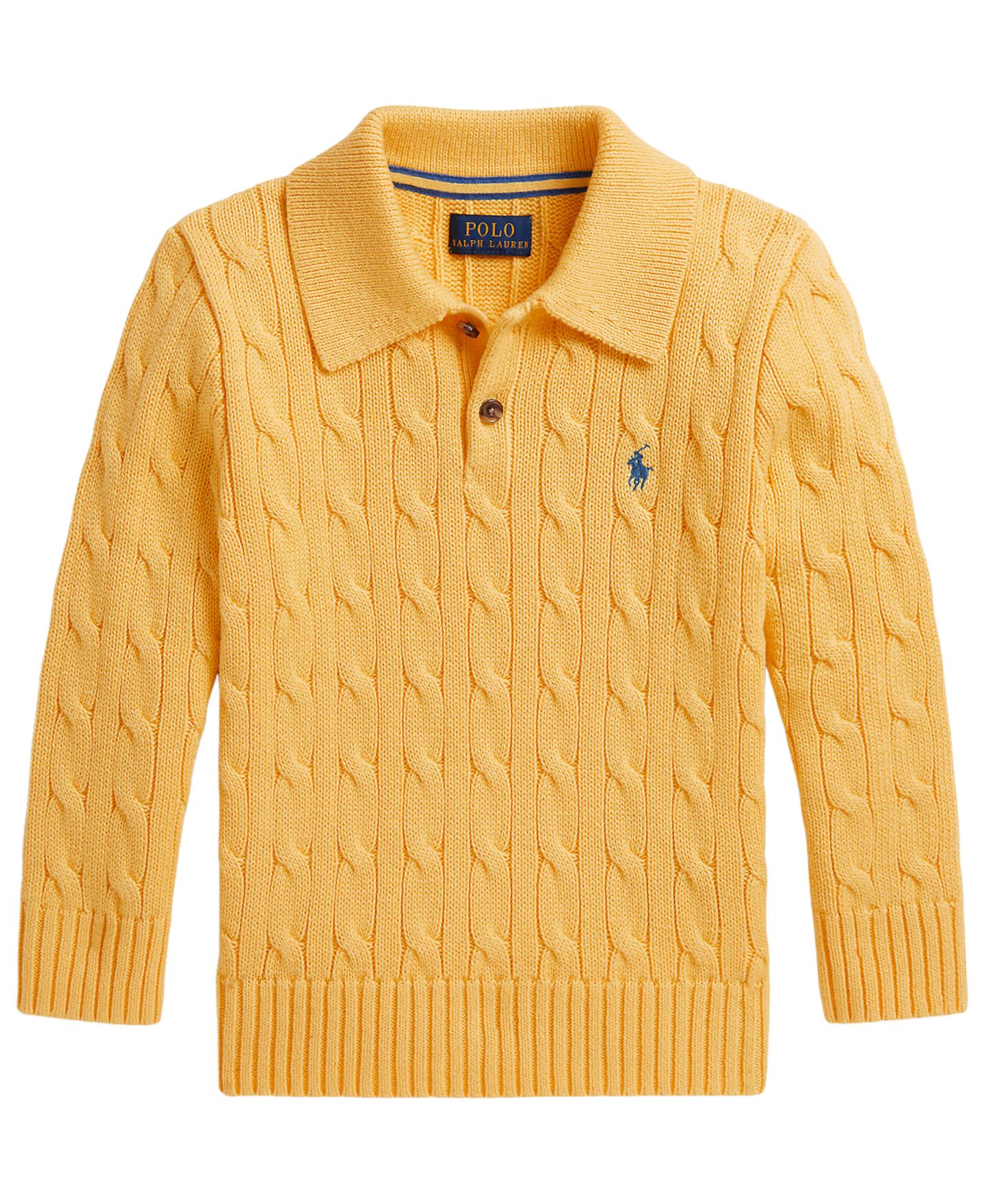Свитер Polo Ralph Lauren Cable-Knit Cotton Polo Sweater для мальчиков, цвет: Пляжный жёлтый — фото 1