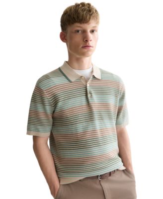 Men's Striped Knitted Regular-Fit Polo Shirt