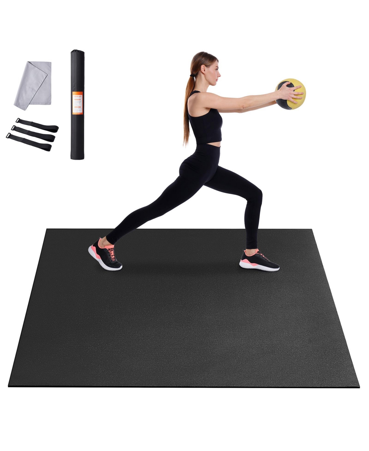 Sugift Non-Slip High Density Exercise Yoga Mat with Bag and Carry Strap for Home Workout 7x5ft