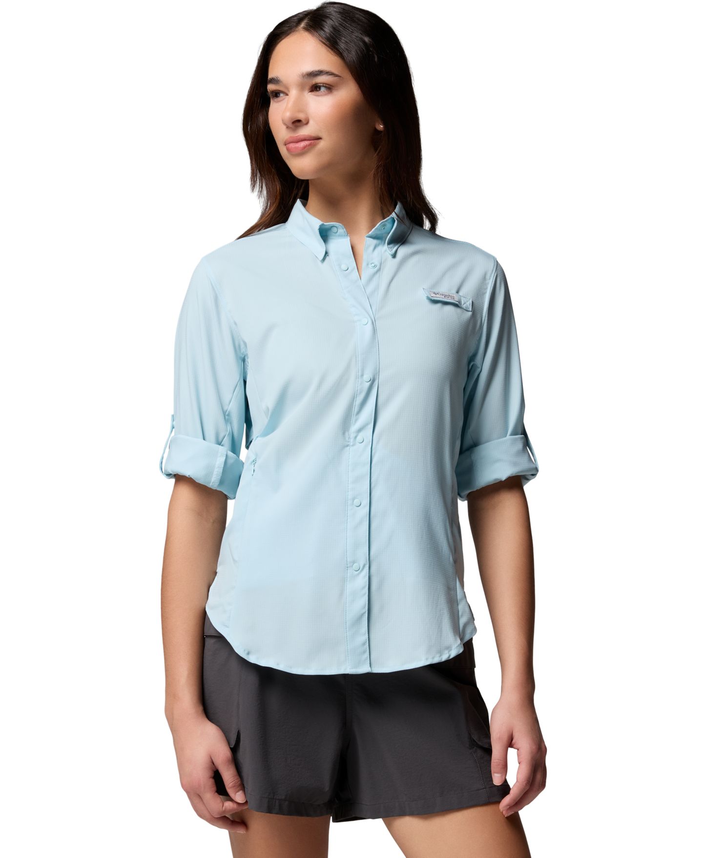 Женский топ Columbia PFG Tamiami II Long-Sleeve Top, цвет: Морской светлый — фото 4