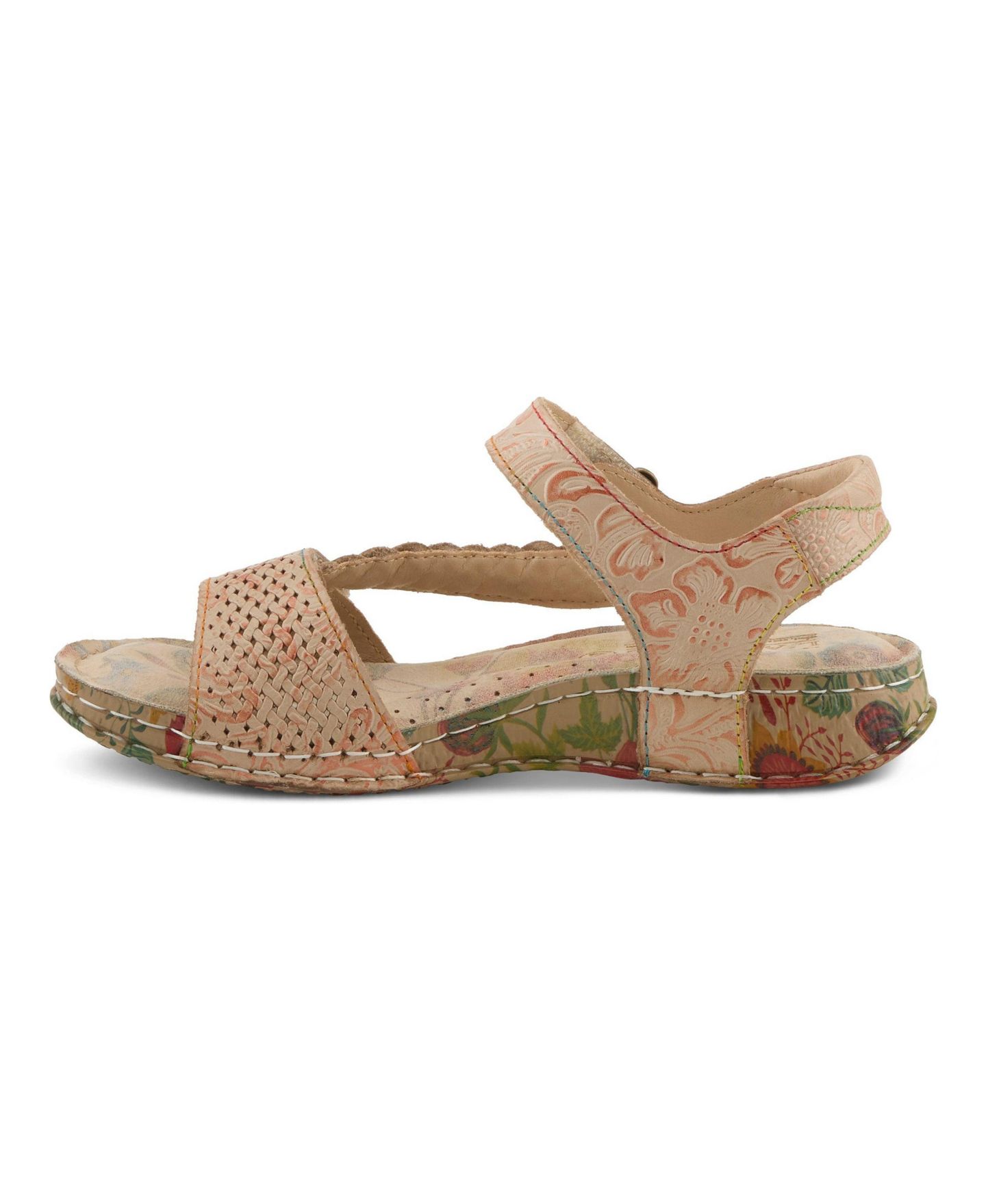 Женские сандалии L'Artiste Popular Quarter Strap Sandal with Leather Upper, цвет: Бежевый разноцветный — фото 2
