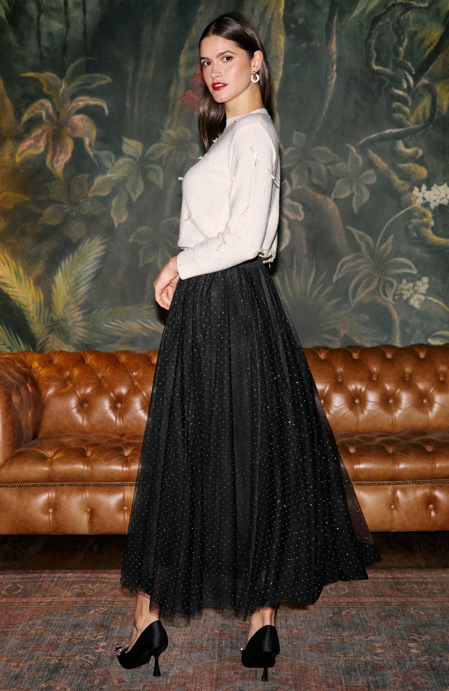 Женская юбка Yumi Diamonte Tulle Maxi, цвет: Чёрный — фото 8
