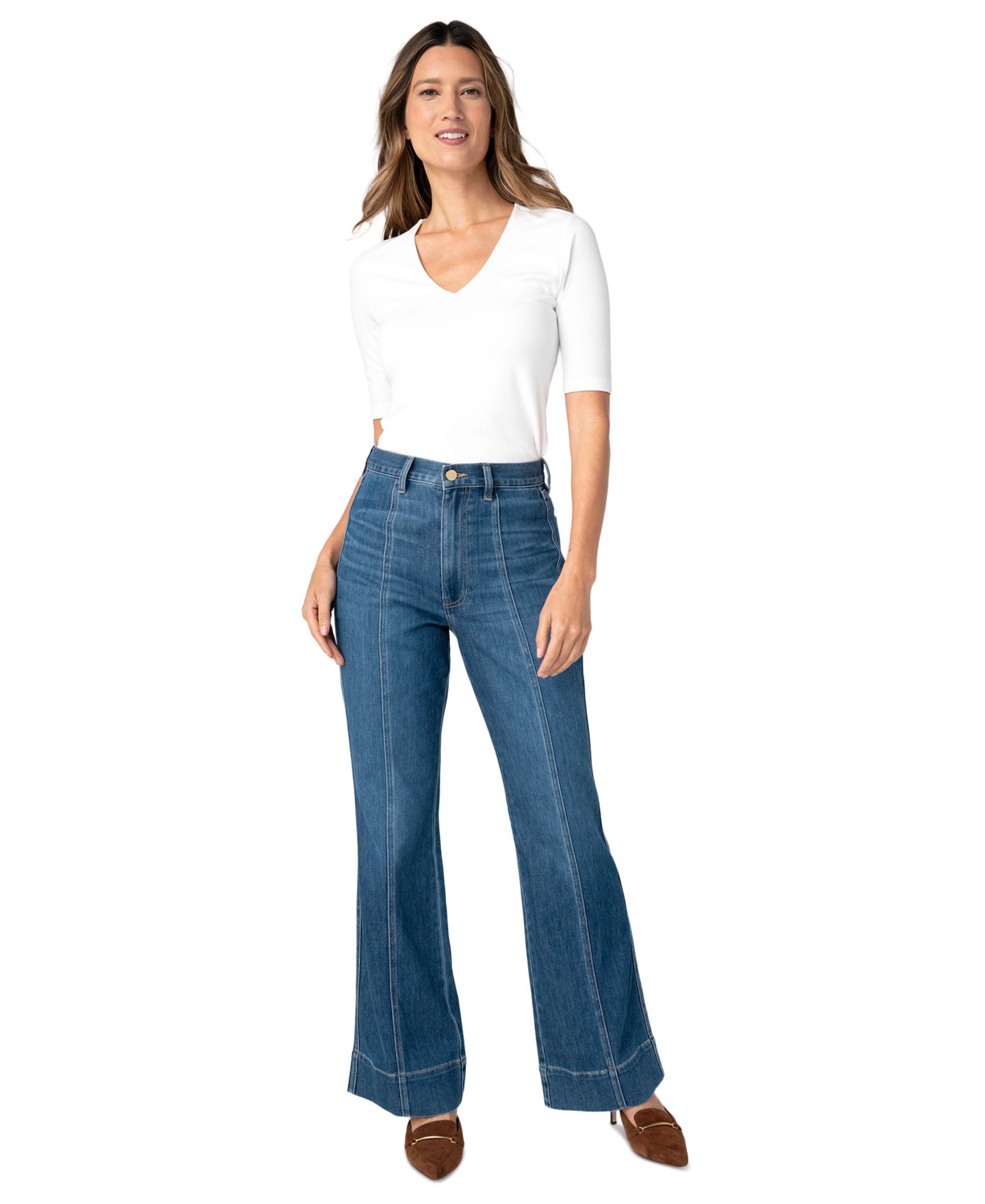 Женские джинсы Liverpool Los Angeles Petite Relaxed High-Rise Seamed Bootcut, цвет: Bayshore — фото 2