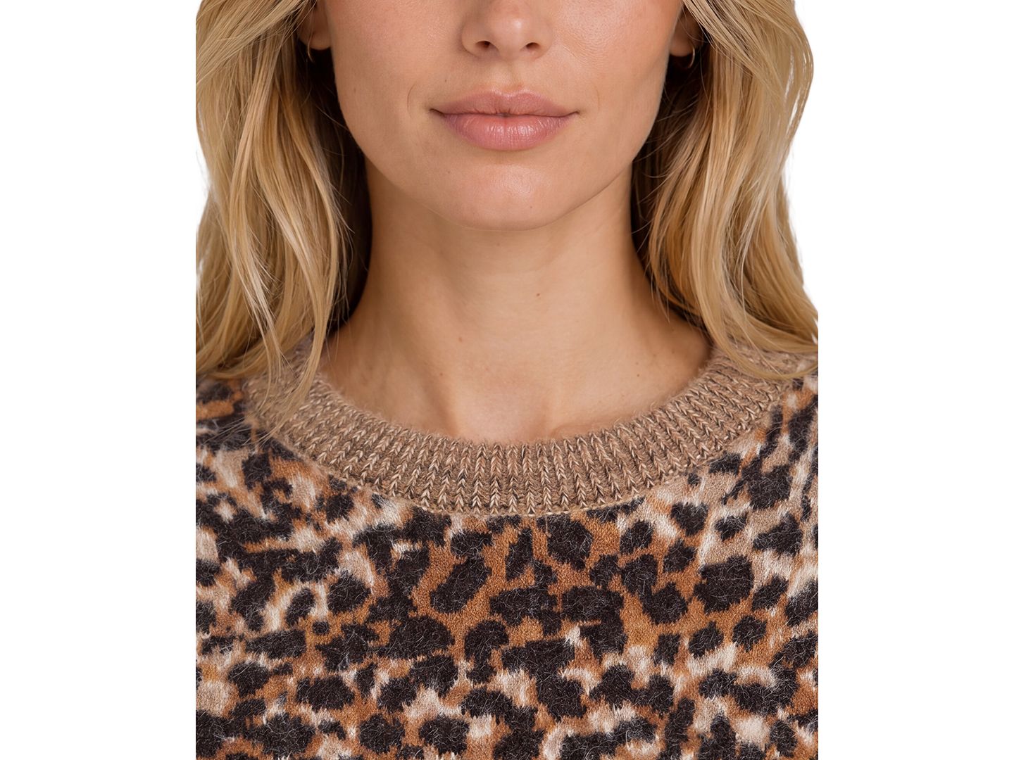 Женский свитер Liverpool Los Angeles Petite Leopard-Print Long-Sleeve Crewneck, цвет: Разноцветный — фото 3