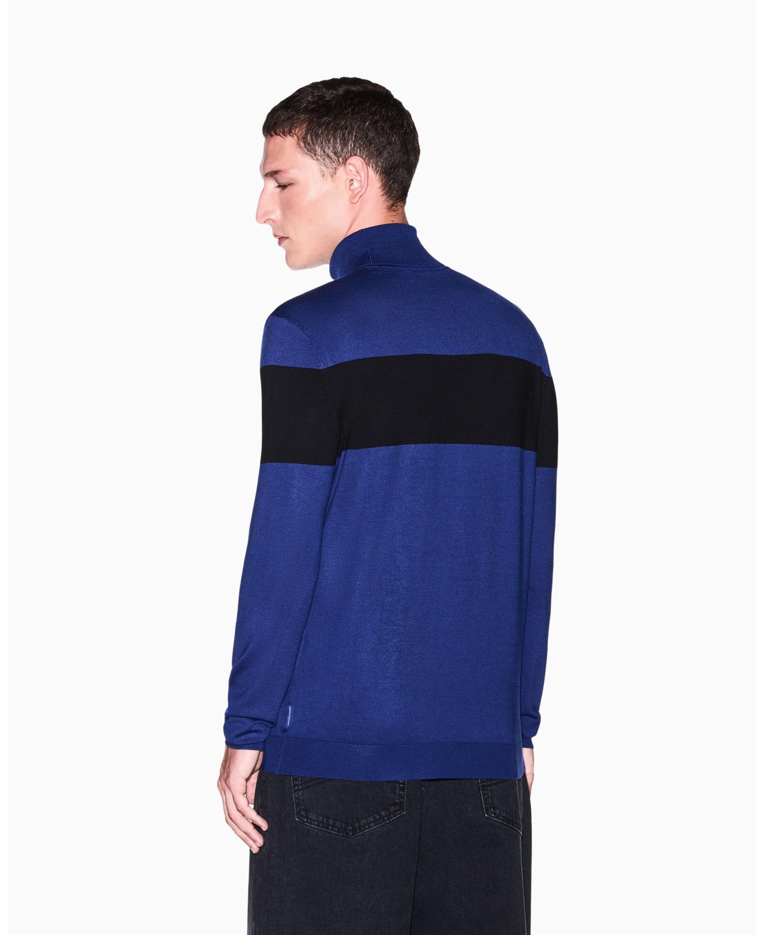 Men's Viscose Colorblock Turtleneck Sweater