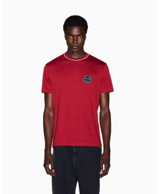 Men's Short Sleeve Neck Piping Badge logo Regular Fit T-Shirt