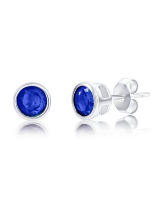 Sterling Silver, 6mm Bezel-Set CZ Stud Earrings