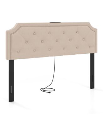 Tufted Upholstered Headboard for Full and Queen Bed with USB Charging Ports