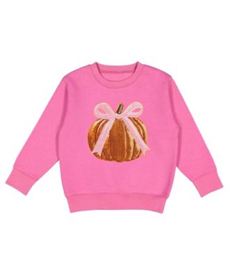 Little Girls Coquette Pumpkin Sequin Patch Sweatshirt
