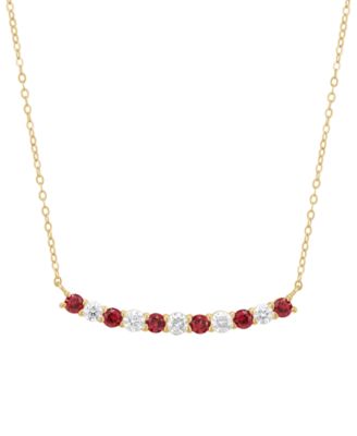 Lab-Grown Sapphire (7/8 ct. t.w.) & Lab-Grown Diamond (5/8 ct. t.w.) Necklace in 10k White Gold (Also Available in Ruby & Emerald)