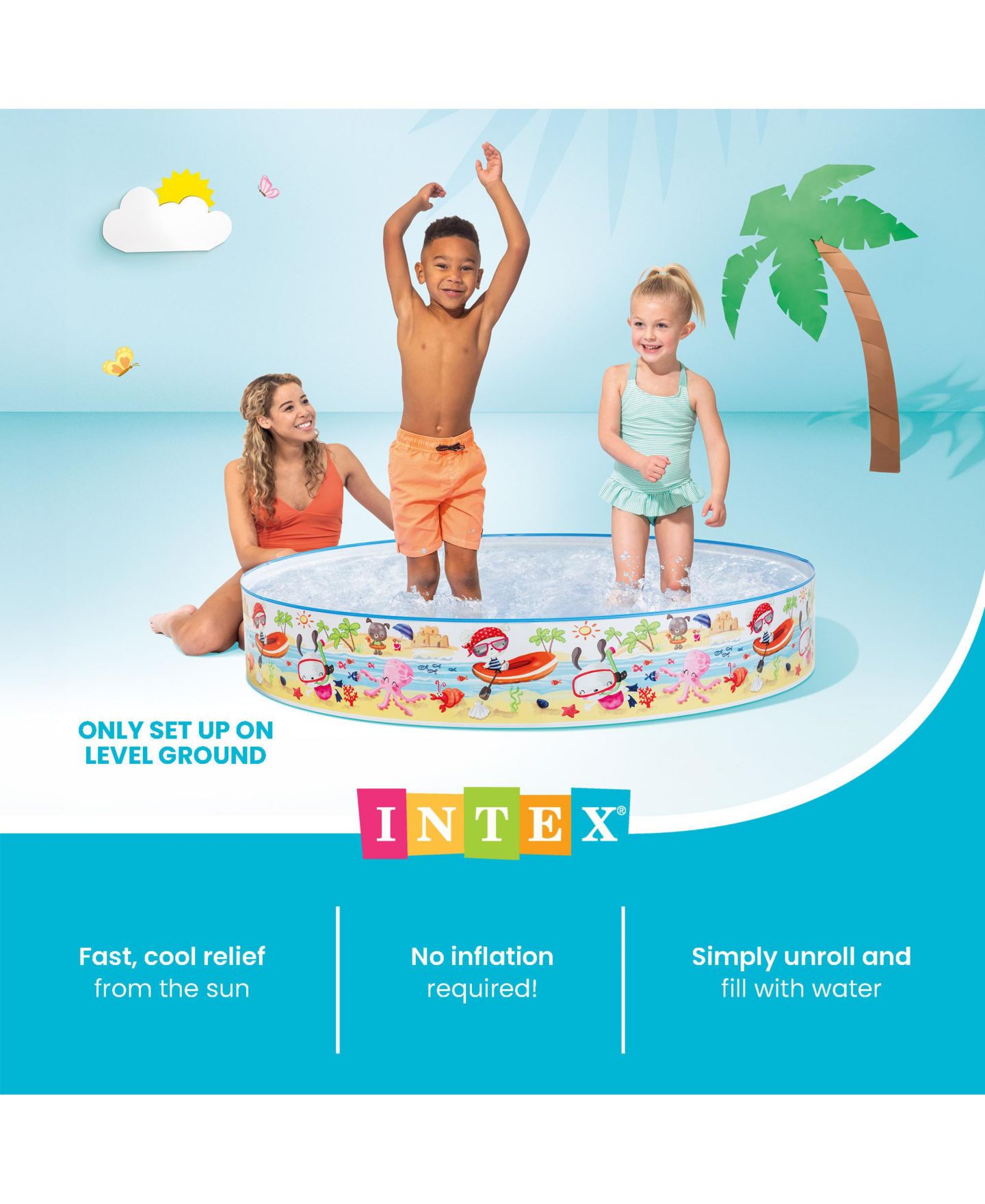 Детский надувной бассейн Intex Beach Days Snapset, 60" x 10", 119 галлонов, от 3 лет — фото 5