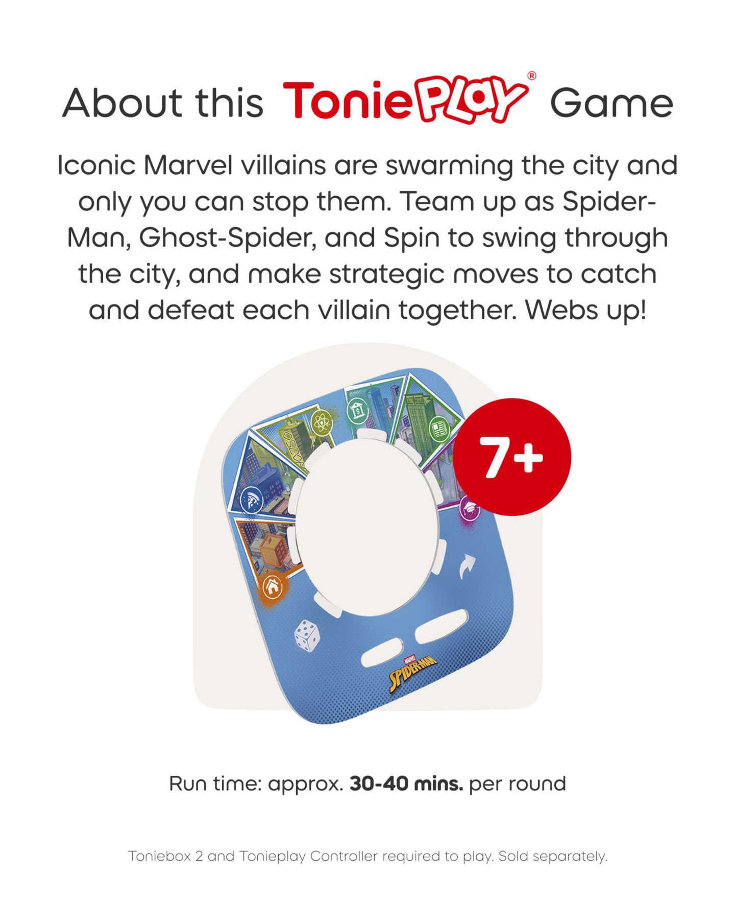 Детская настольная игра Tonies Tonieplay Marvel Spider-Man Neighborhood Hero Board Game, Ages 7+ — фото 4