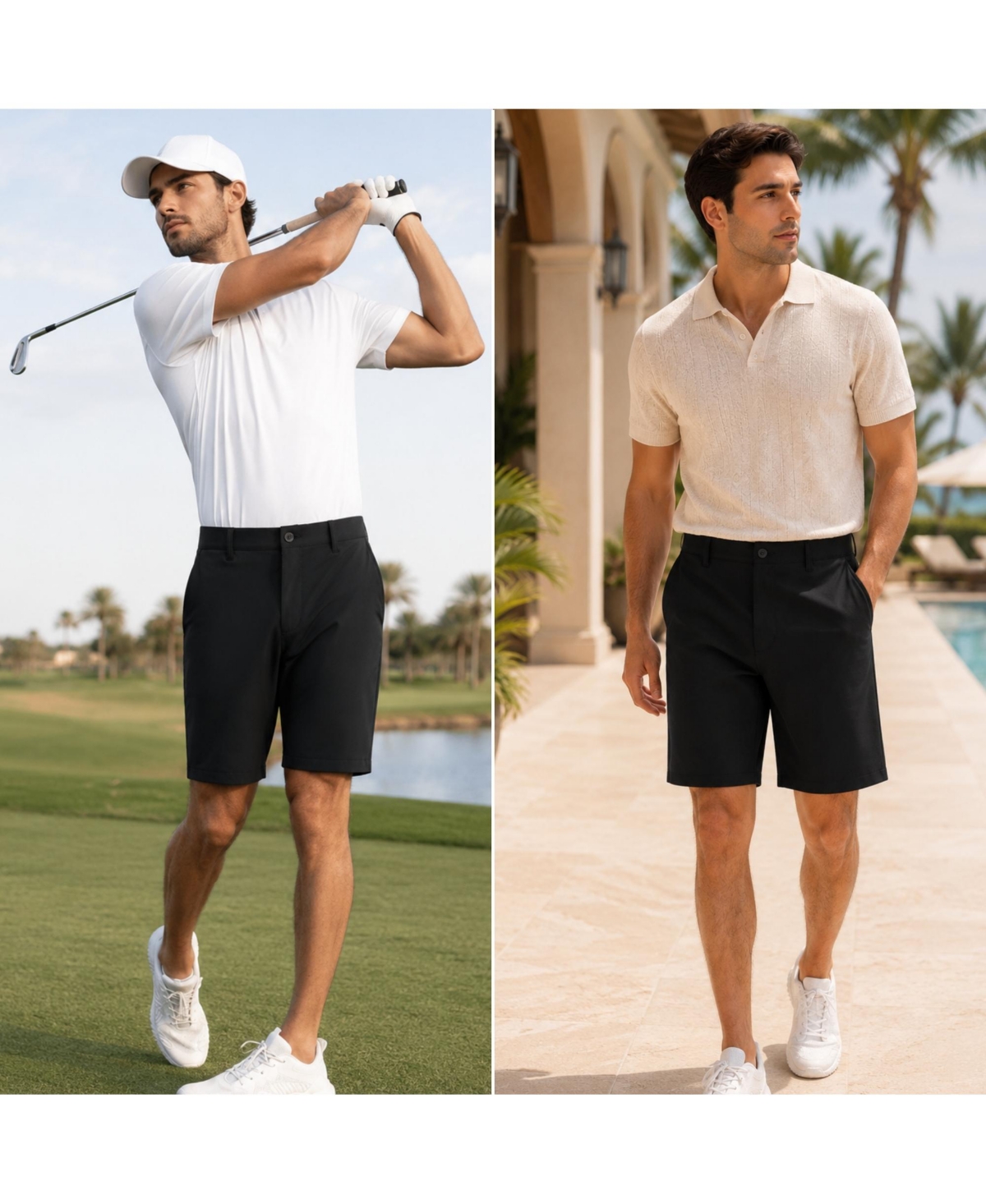 Alpine Swiss Mens Golf Dress Shorts 8.5" Inseam Casual Chino Flex Waist