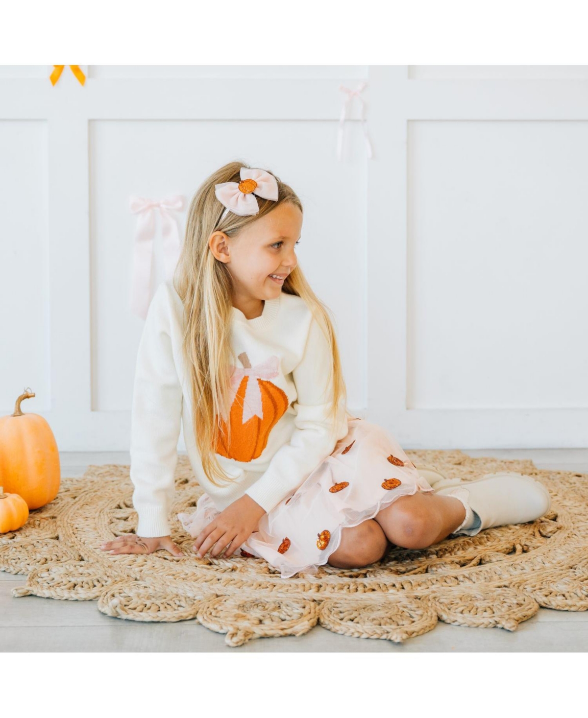 Sweet Wink Little Girls Coquette Pumpkin Sweater