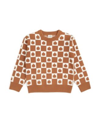 Little Boys Pumpkin Checkers Sweater