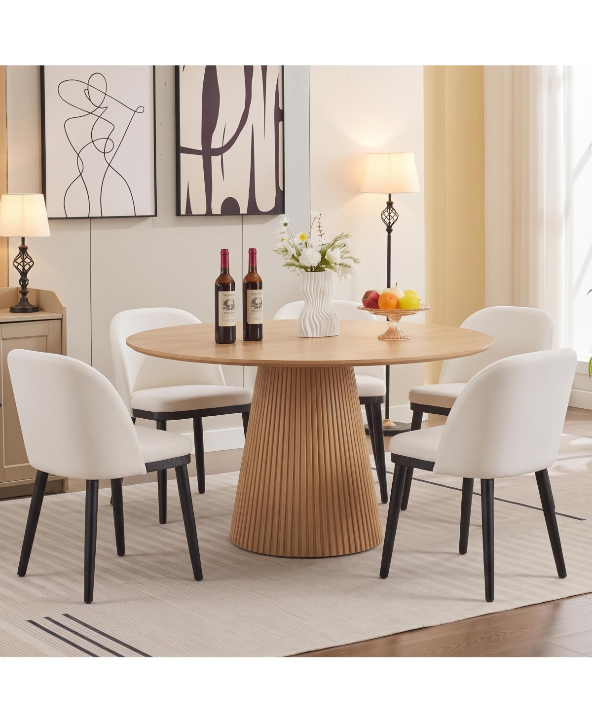 Gaomon Wooden Dining Chairs Set of 4,Upholstered Kitchen Dining Room Chair,Modern Linen Fabric hollowed out Dinner Chair with Leveling Feet