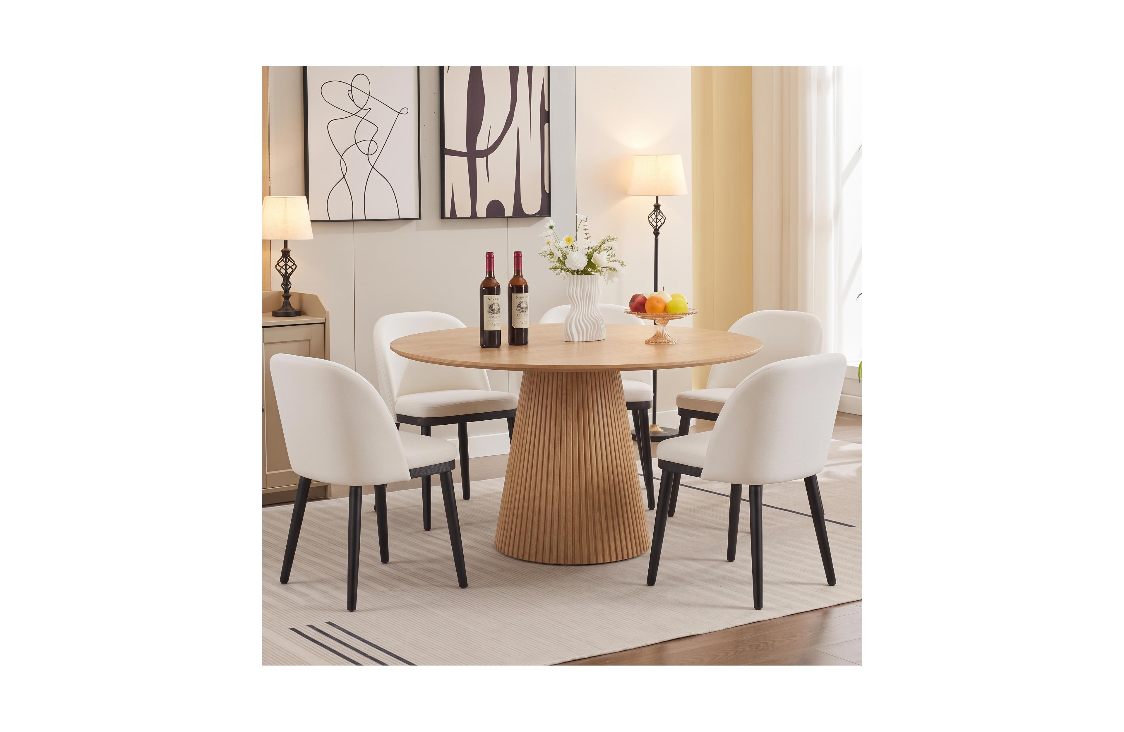 Gaomon Wooden Dining Chairs Set of 4,Upholstered Kitchen Dining Room Chair,Modern Linen Fabric hollowed out Dinner Chair with Leveling Feet