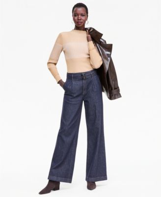 Women's High-Rise Wide-Leg Belted Jeans