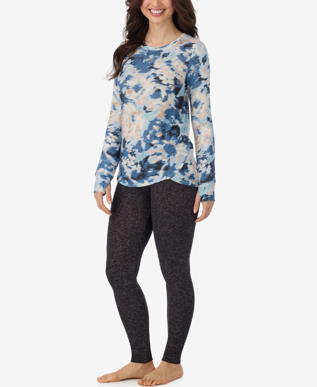 Cuddl Duds Women's SoftKnit Crewneck Sweater-Knit Long-Sleeve Top