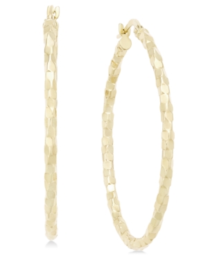 image of Textured Large Oval Hoop Earrings in 14k Gold
