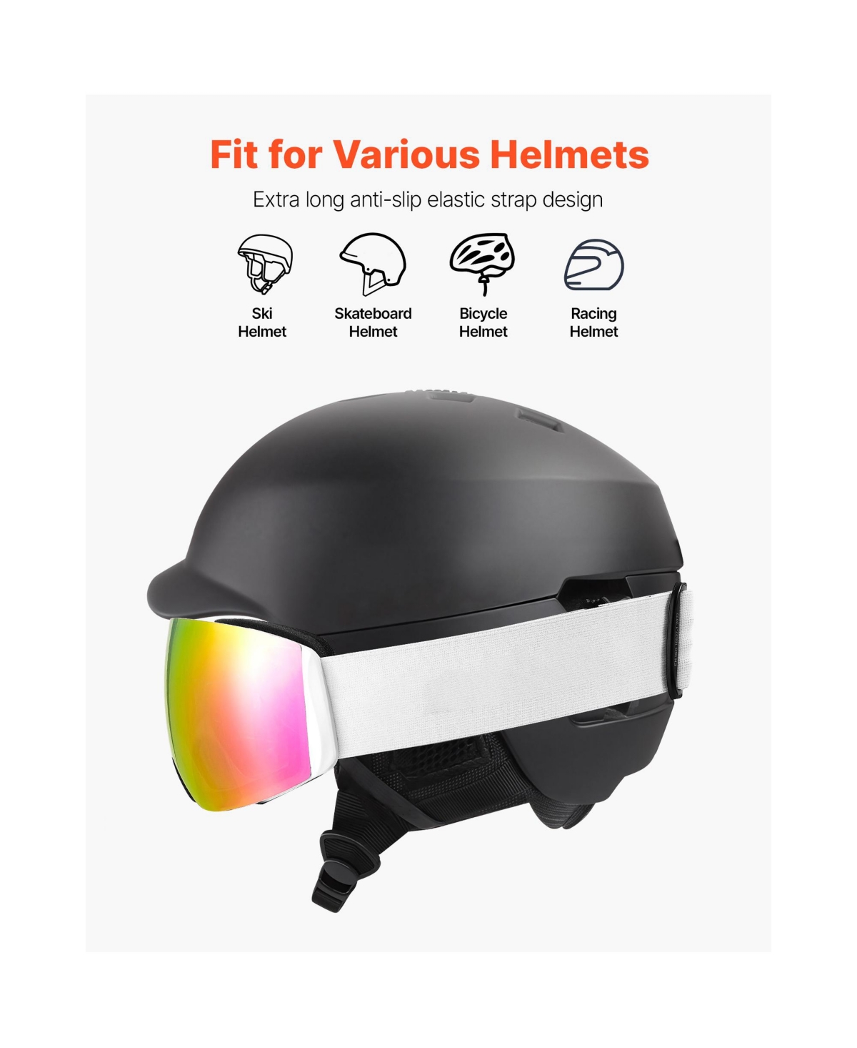Sugift Frameless Otg Anti-Fog Snow Goggles With Spherical Lens Tpu Frame For Men Women Youth