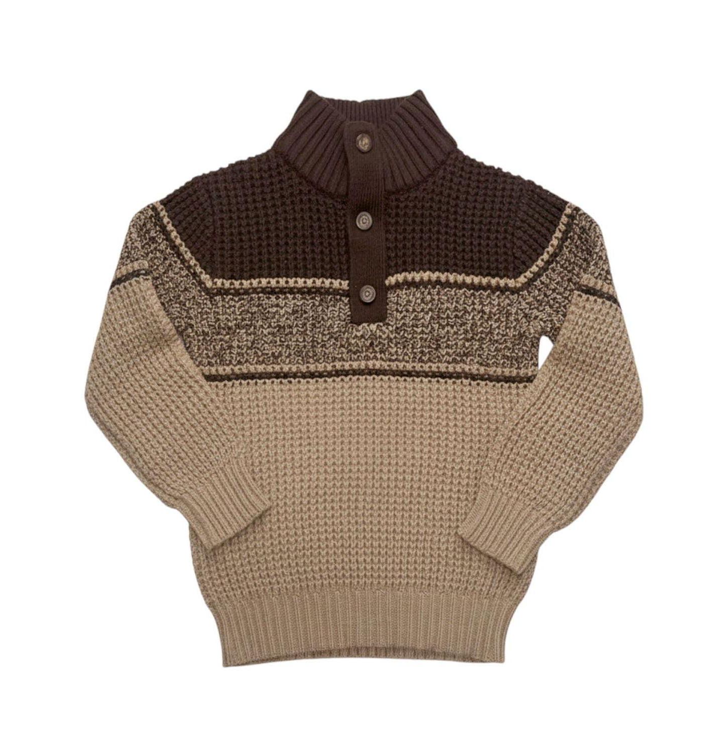 Свитер Hope & Henry Organic Mock Neck Waffle для мальчиков-малышей, цвет: Верблюжий / Шоколадный — фото 1