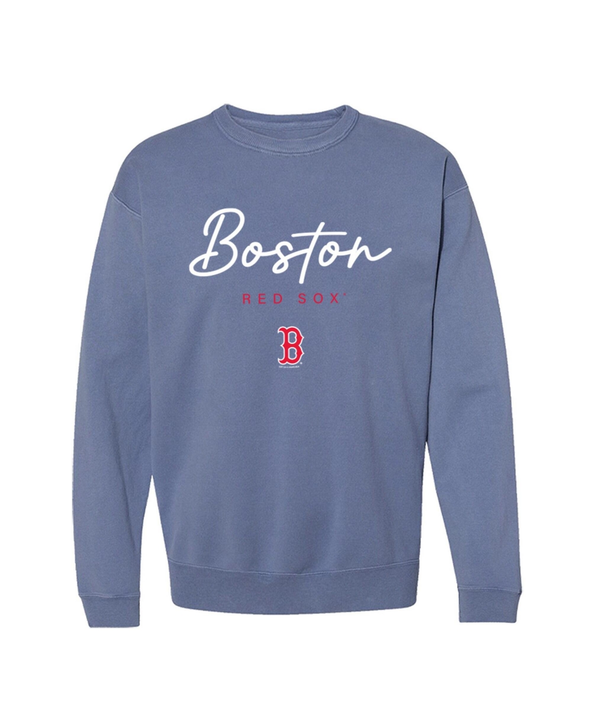 Soft As A Grape Women's Boston Red Sox Pigment Dye Crewneck Cotton-blend Pullover Sweatshirt In Navy