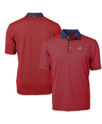 Men's Red Atlanta Braves Americana Logo Virtue Eco Pique Stripe Polo Shirt