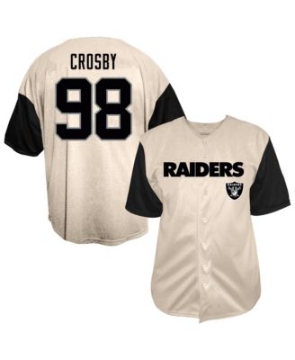 Men's Maxx Crosby Cream Las Vegas Raiders Big Tall Baseball Button-Up Shirt