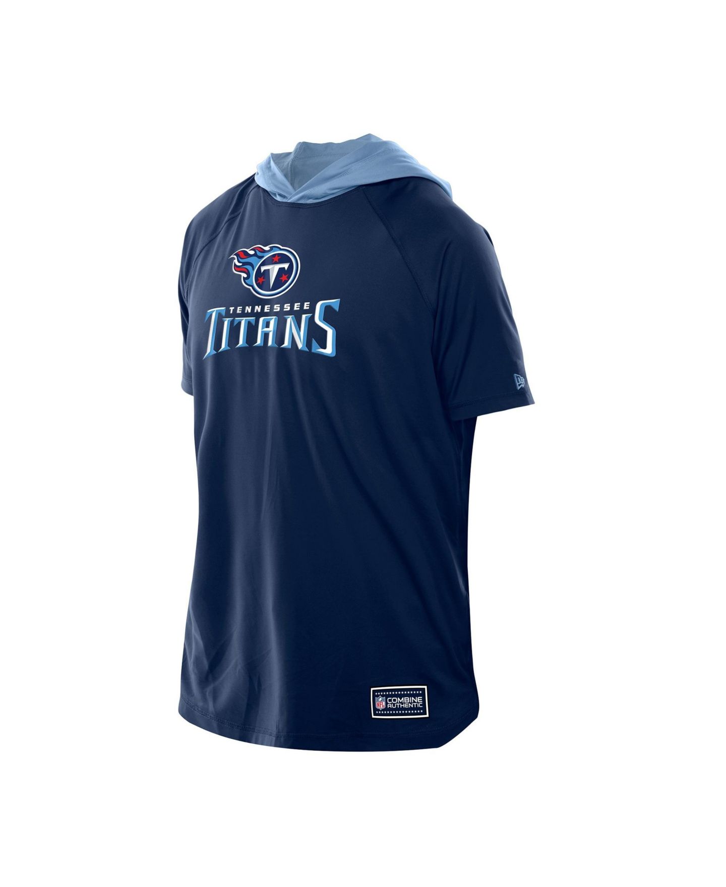Мужская футболка New Era Navy Tennessee Titans Combine Authentic Hooded Raglan Short-Sleeve — фото 4