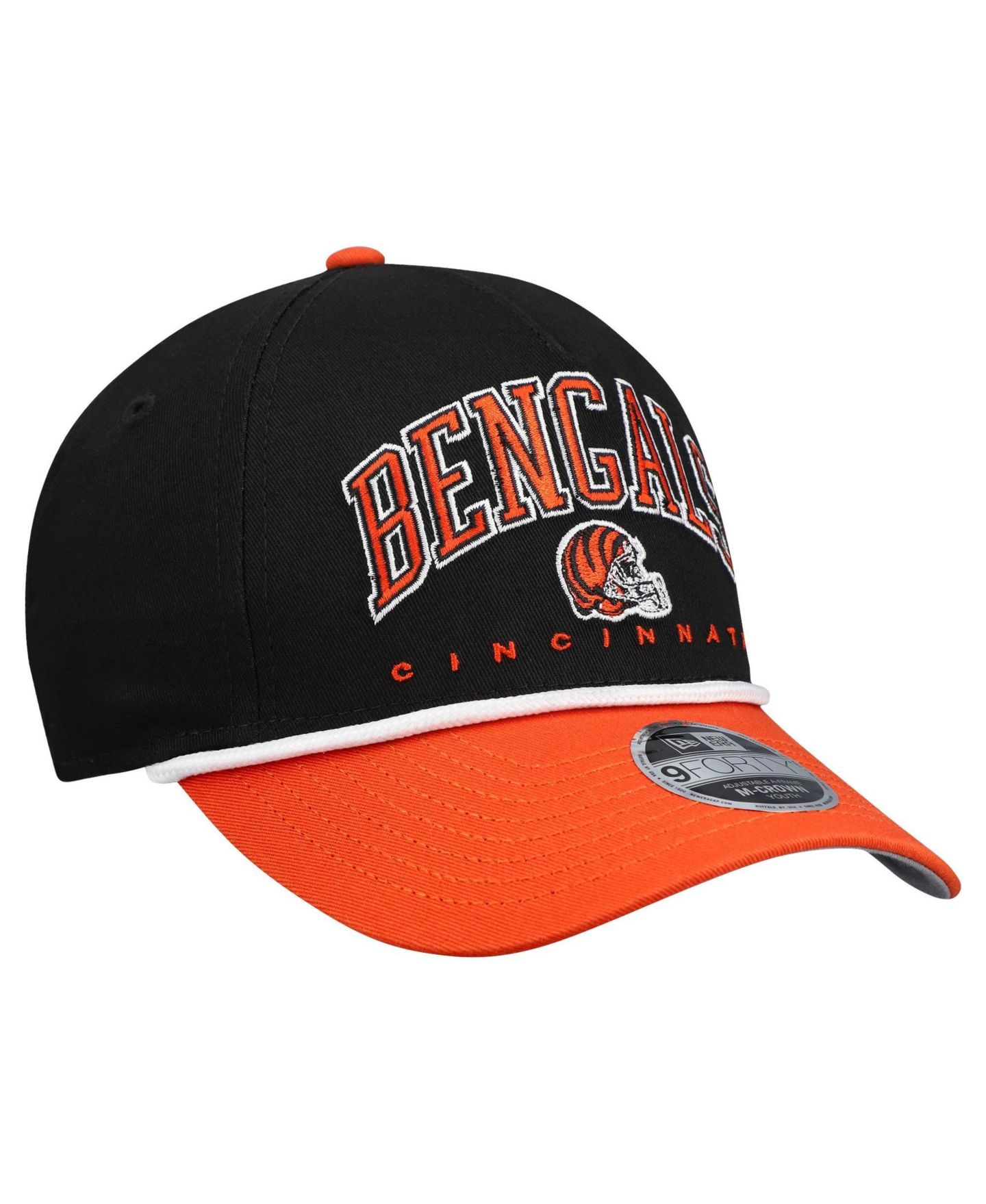 Детская кепка New Era Black/Orange Cincinnati Bengals Arch Coolera 9FORTY A-Frame Adjustable Hat — фото 3