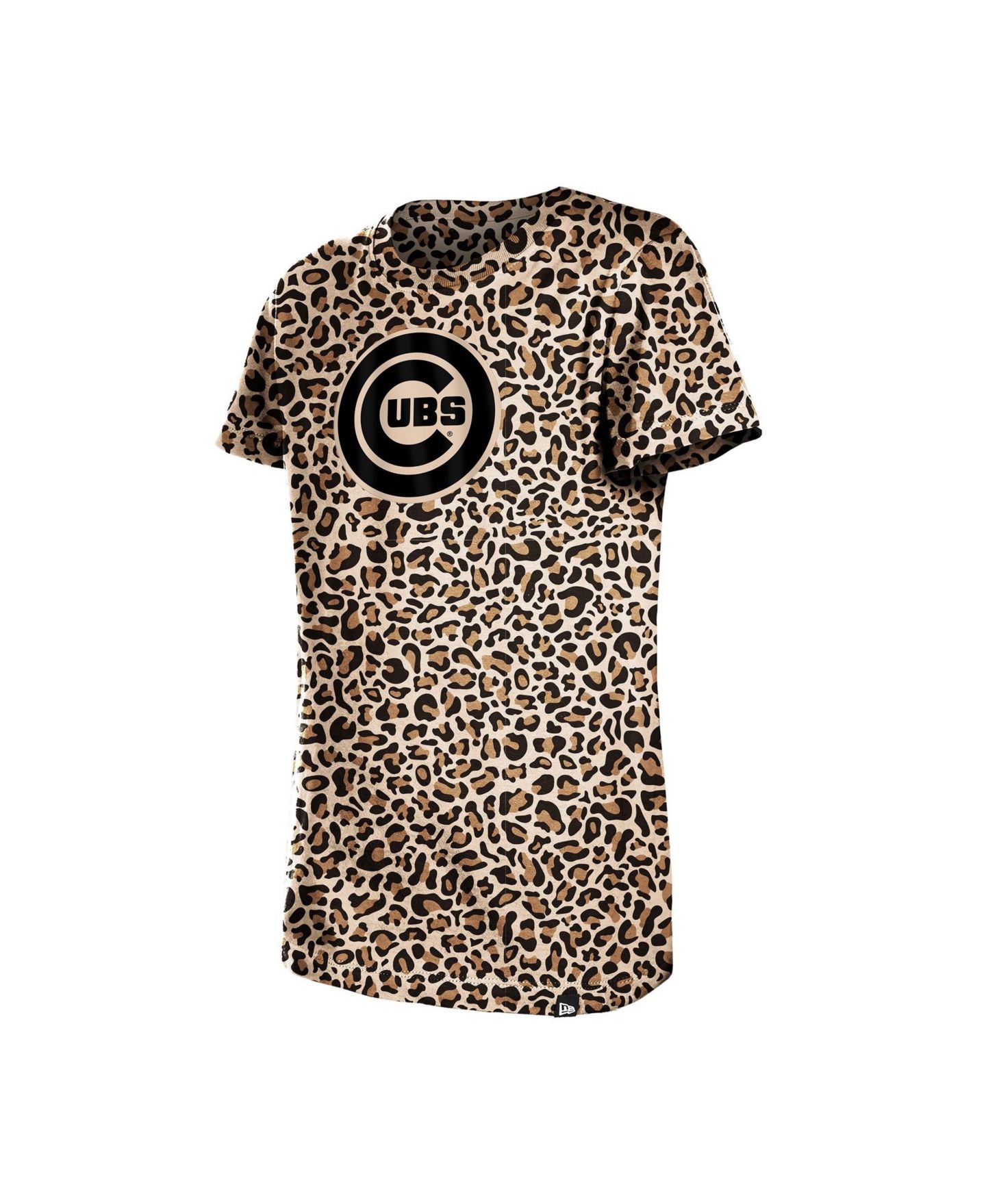 Футболка New Era Brown Chicago Cubs Leopard для девочек — фото 3