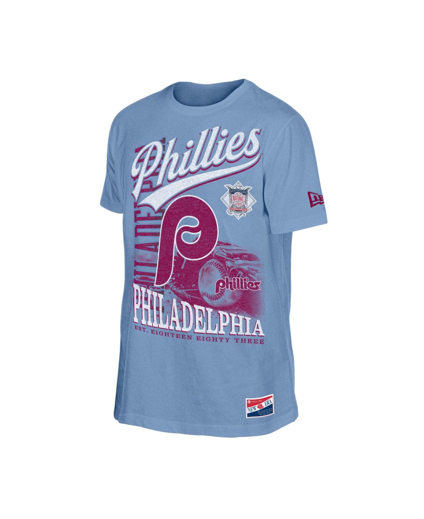 Мужская футболка New Era Light Blue Philadelphia Phillies Oversized Throwback Distressed — фото 3