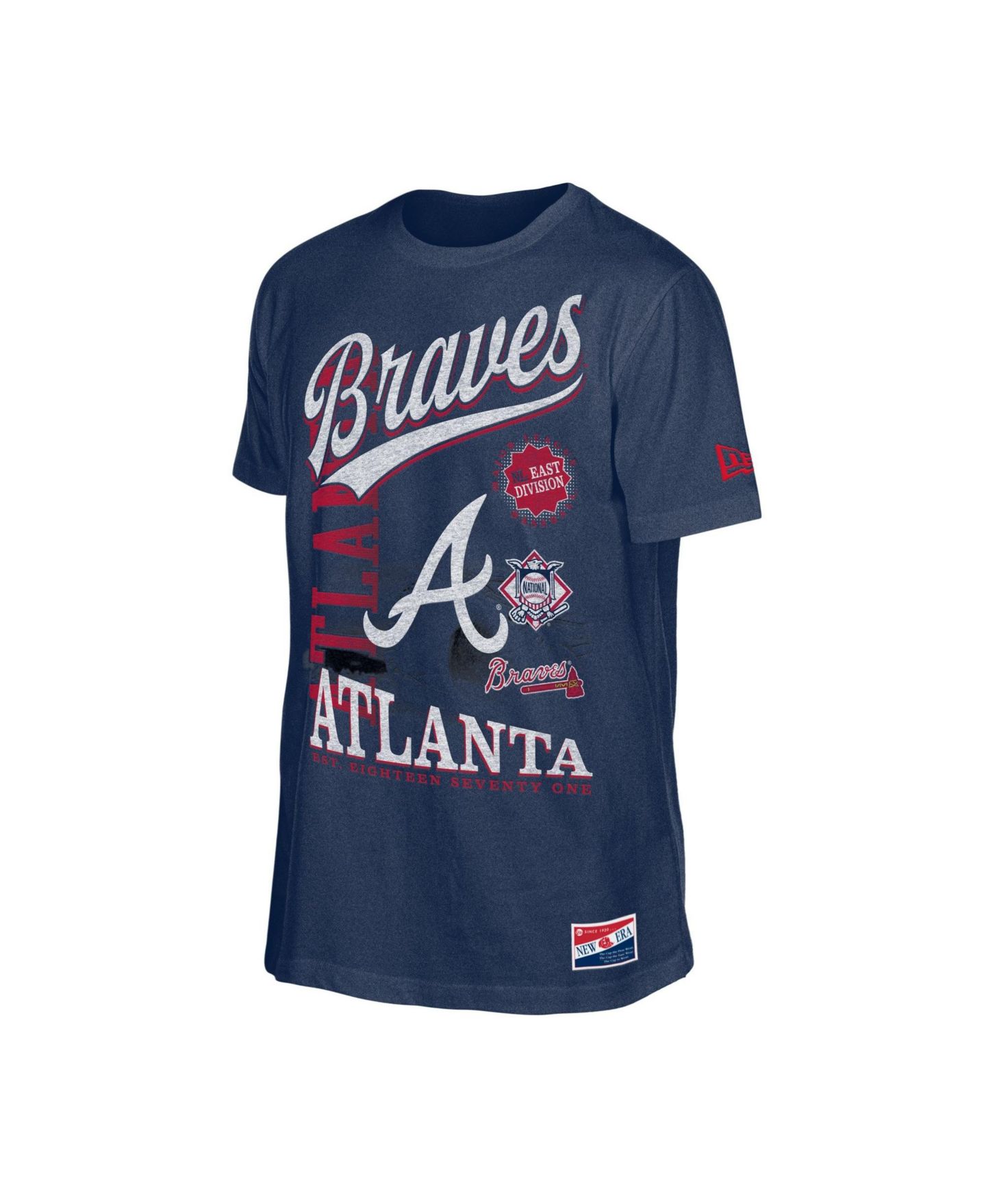 Мужская футболка New Era Navy Atlanta Braves Oversized Throwback Distressed — фото 3