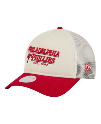 Women's Light Beige/Red Philadelphia Phillies Retro 9FORTY M-Crown A-Frame Trucker Adjustable Hat