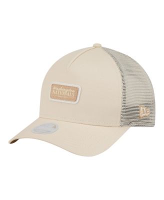 Women's Light Beige Washington Nationals Tonal Patch 9FORTY M-Crown A-Frame Trucker Adjustable Hat