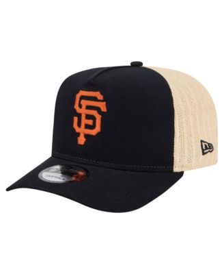 Men's Black/Natural San Francisco Giants Grained 9FIFTY A-Frame Trucker Adjustable Hat